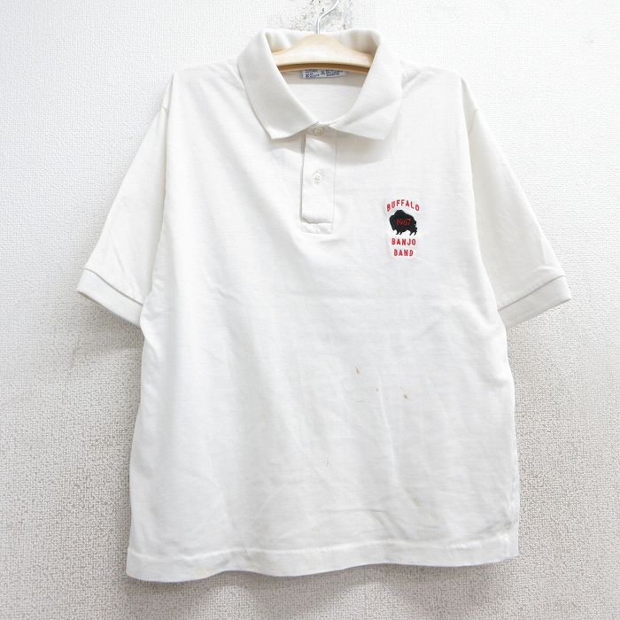 古着 ヘインズ Hanes 半袖 ポロ シャツ キッズ ボーイズ 子ども服 80年代 80s バッファロー USA製 白 ホワイト 25jun02
