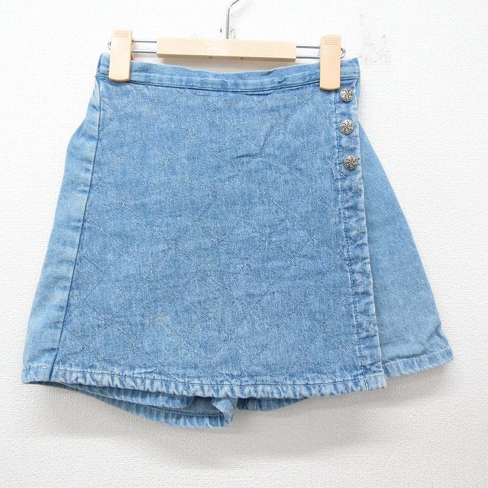 古着 スカート キッズ ガールズ 子供服 90年代 90s コットン USA製 薄紺 ネイビー デニム 25jun03