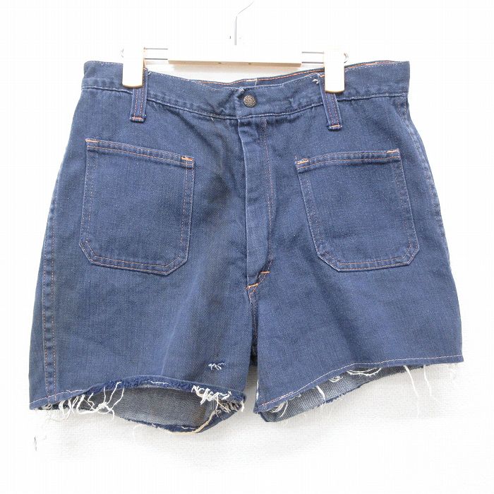 古着 JCペニー ビンテージ ショート パンツ ショーツ キッズ ボーイズ 子供服 70年代 70s コットン 紺 ネイビー デニム 25jun03