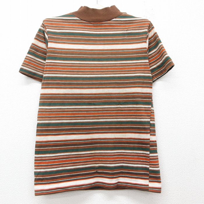 【50%OFF】古着 半袖 ビンテージ Tシャツ キッズ ボーイズ 子供服 70年代 70s モックネック ハイネック 茶他 ブラウン ボーダー 25jun03