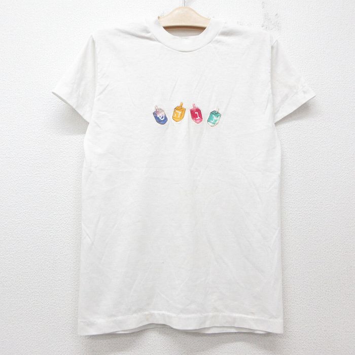 古着 ヘインズ Hanes 半袖 ビンテージ Tシャツ キッズ ボーイズ 子供服 80年代 80s 刺繍 クルーネック USA製 白 ホワイト 25jun03