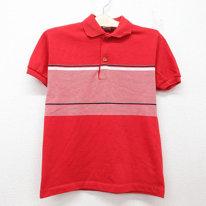 古着 JCペニー ザフォックス THE FOX 半袖 ポロ シャツ キッズ ボーイズ 子供服 80年代 80s USA製 赤他 レッド 25jun05