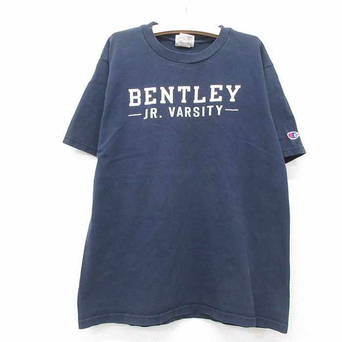 古着 チャンピオン champion 半袖 ビンテージ Tシャツ キッズ ボーイズ 子供服 00年代 00s BENTLEY コットン クルーネック 紺 ネイビー 25jun05