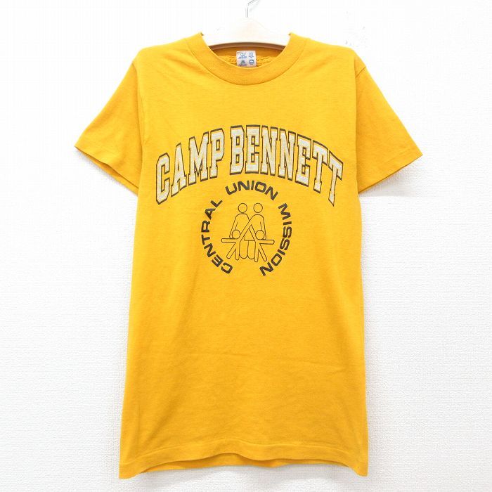 古着 チャンピオン champion 半袖 ビンテージ Tシャツ キッズ ボーイズ 子供服 80年代 80s CAMP クルーネック USA製 黄 イエロー 【spe】 25jun05