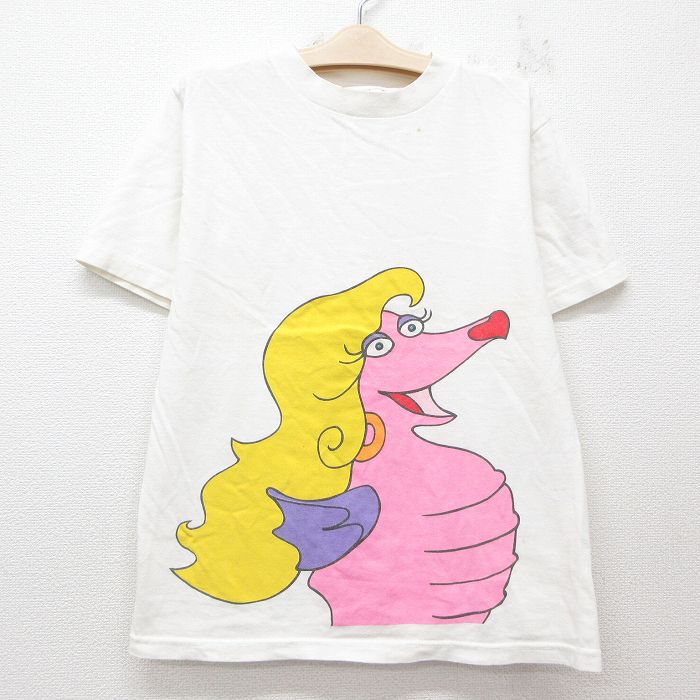 古着 半袖 ビンテージ Tシャツ キッズ ボーイズ 子供服 90年代 90s タツノオトシゴ コットン クルーネック 白 ホワイト 25jun05