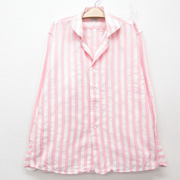 古着 長袖 ビンテージ シャツ キッズ ボーイズ 子供服 60年代 60s ピンク他 ストライプ 25jun06