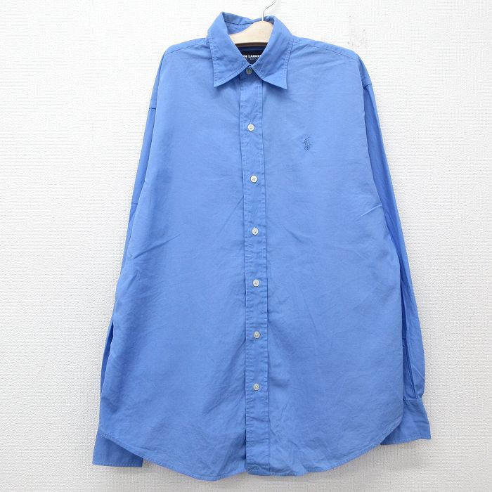 古着 ラルフローレン Ralph Lauren ポロゴルフ 長袖 ブランド シャツ キッズ ボーイズ 子供服 90年代 90s ワンポイントロゴ 薄紺 ネイビー 25jun06
