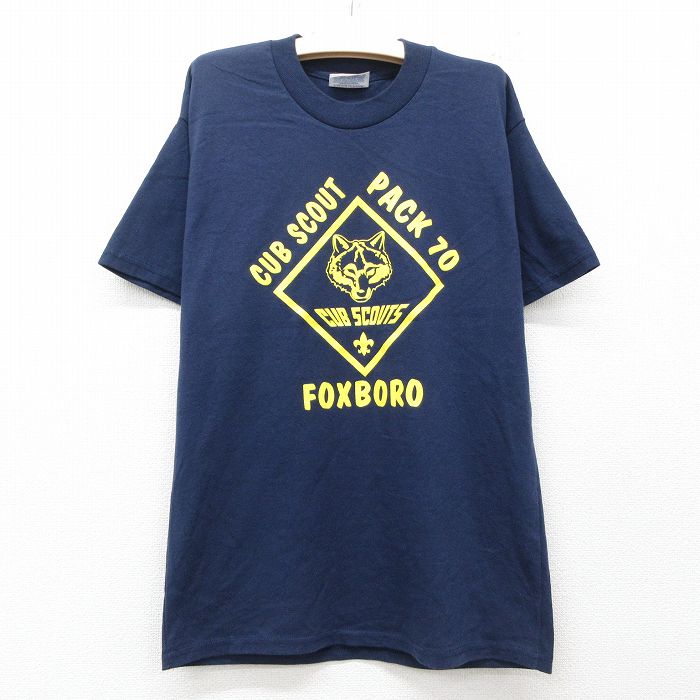【50%OFF】古着 ヘインズ Hanes 半袖 ビンテージ Tシャツ キッズ ボーイズ 子供服 00年代 00s CUB SCOUT クルーネック 紺 ネイビー 25jun06