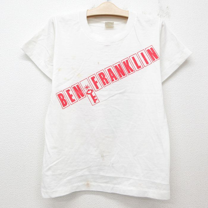 古着 半袖 ビンテージ Tシャツ キッズ ボーイズ 子供服 80年代 80s BEN FRANKLIN クルーネック 白 ホワイト 25jun07