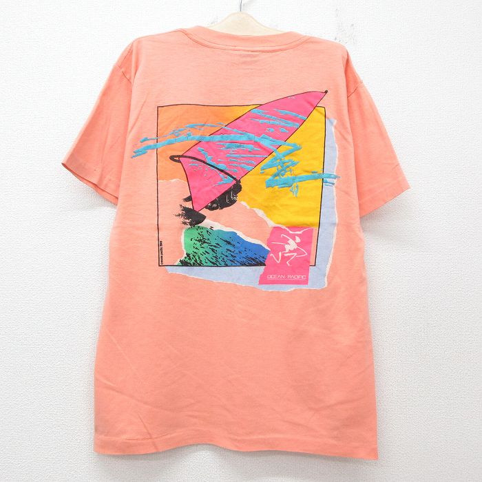 古着 オーシャンパシフィック OP 半袖 ビンテージ Tシャツ キッズ ボーイズ 子供服 80年代 80s サーフィン クルーネック USA製 オレンジ系 25jun07