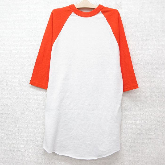 【50%OFF】古着 7分袖 ビンテージ Tシャツ キッズ ボーイズ 子供服 00年代 00s 無地 ツートンカラー ラグラン クルーネック 白他 ホワイト 25jun14