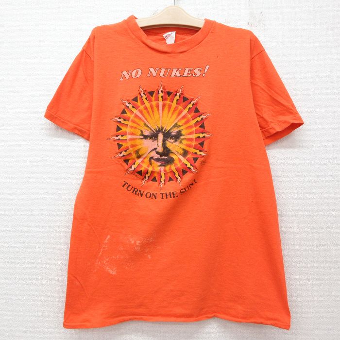 古着 半袖 ビンテージ Tシャツ キッズ ボーイズ 子供服 80年代 80s 太陽 コットン クルーネック USA製 オレンジ 25jun14
