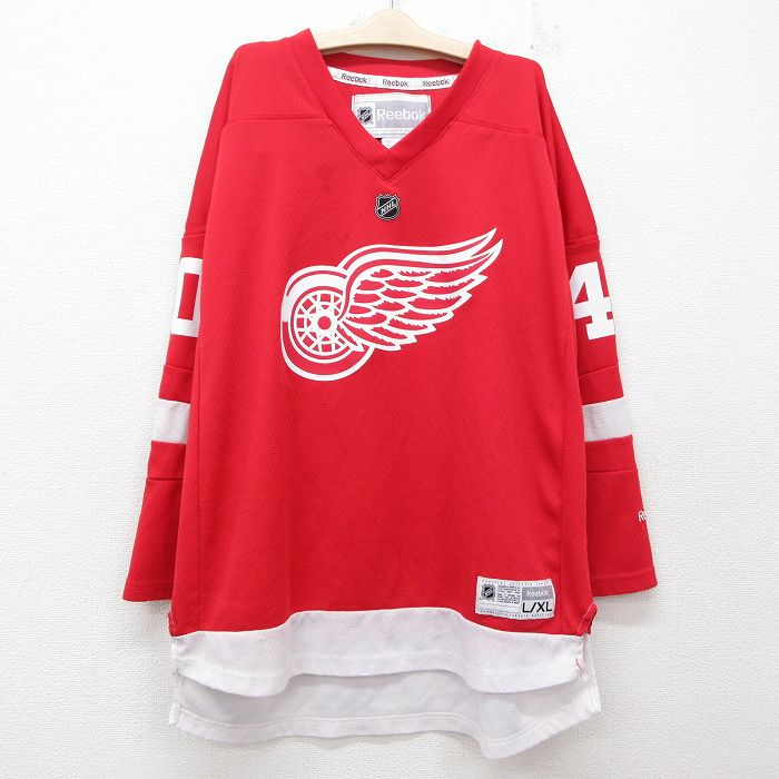 古着 長袖 ビンテージ フットボール Tシャツ キッズ ボーイズ 子供服 00年代 00s NHL デトロイトレッドウィングス ヘンリクゼッターバーグ 40 Vネック 赤他 レッド アイスホッケー ゲームシャツ ユニフォーム 25jun14
