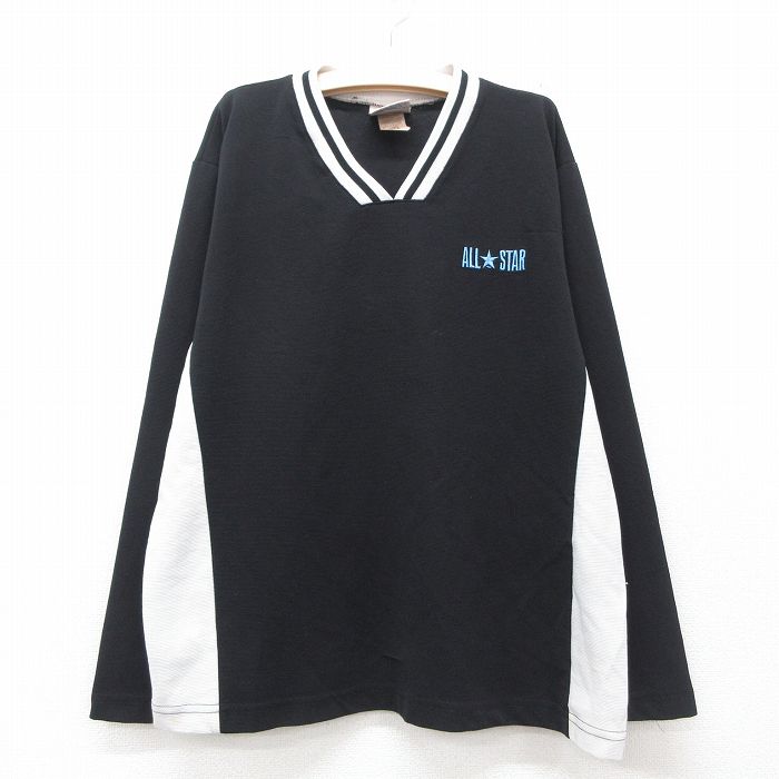 古着 コンバース 長袖 ビンテージ Tシャツ キッズ ボーイズ 子供服 00年代 00s オールスター Vネック 黒他 ブラック 25jun14