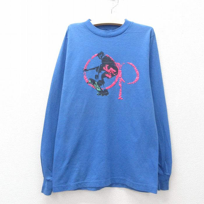 古着 オーシャンパシフィック OP 長袖 ビンテージ Tシャツ キッズ ボーイズ 子供服 80年代 80s スケボー 車 クルーネック 青 ブルー 【spe】 25jun14