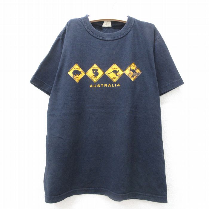 古着 半袖 ビンテージ Tシャツ キッズ ボーイズ 子供服 80年代 80s コアラ カンガルー オーストラリア コットン クルーネック 黒 ブラック 25jun14