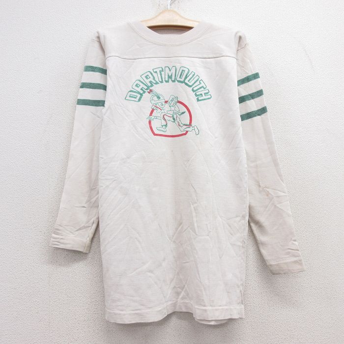古着 長袖 ビンテージ フットボール Tシャツ キッズ ボーイズ 子供服00年代 00s DARTMOUTH 染込プリント クルーネック 白 ホワイト 【spe】 25jun28