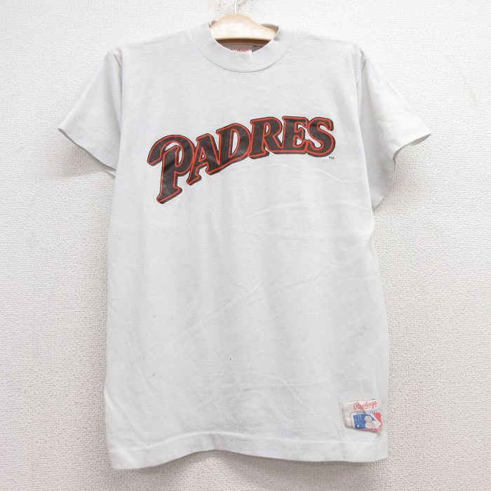 古着 ローリングス 半袖 ビンテージ Tシャツ キッズ ボーイズ 子供服 90年代 90s MLB サンディエゴパドレス クルーネック USA製 白系 ホワイト メジャーリーグ ベースボール 野球 25jun28