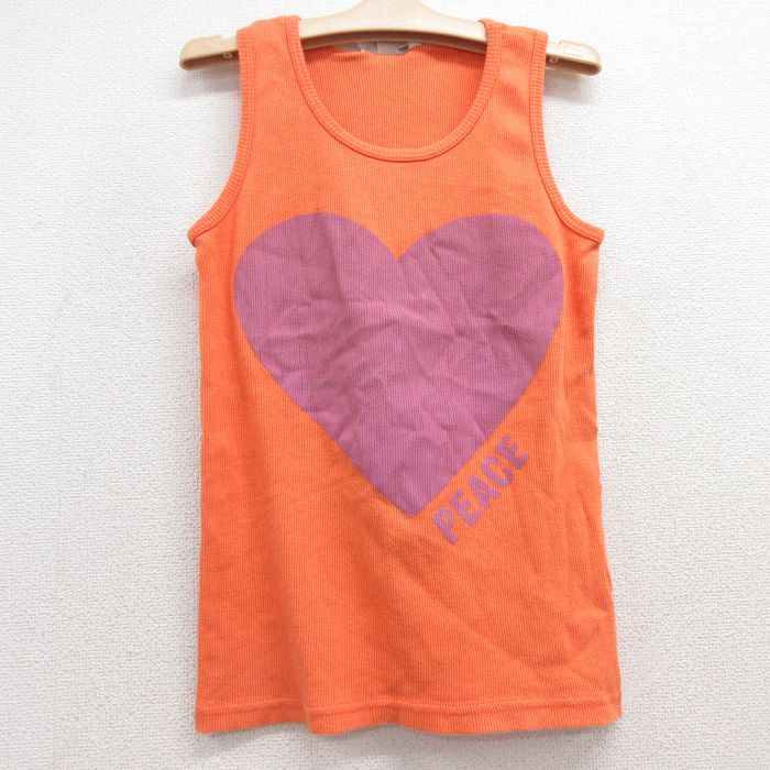 【50%OFF】古着 ビンテージ タンクトップ キッズ ガールズ 子供服 90年代 90s ハート コットン クルーネック USA製 オレンジ 25jul24