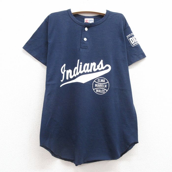 古着 半袖 ビンテージ Tシャツ キッズ ボーイズ 子供服 90年代 90s インディアンス ヘンリーネック USA製 紺 ネイビー 25jul24