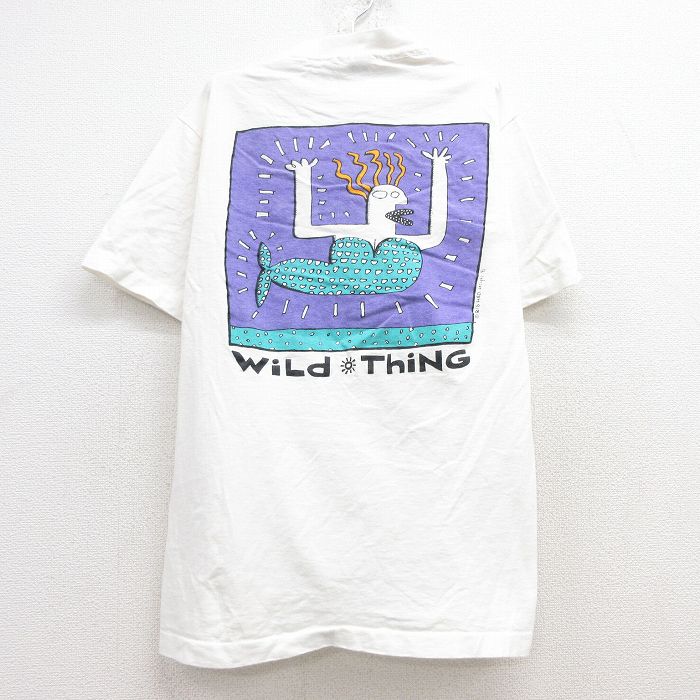 【50%OFF】古着 半袖 ビンテージ Tシャツ キッズ ボーイズ 子供服 90年代 90s Wild Thing コットン クルーネック USA製 白 ホワイト 25jul24