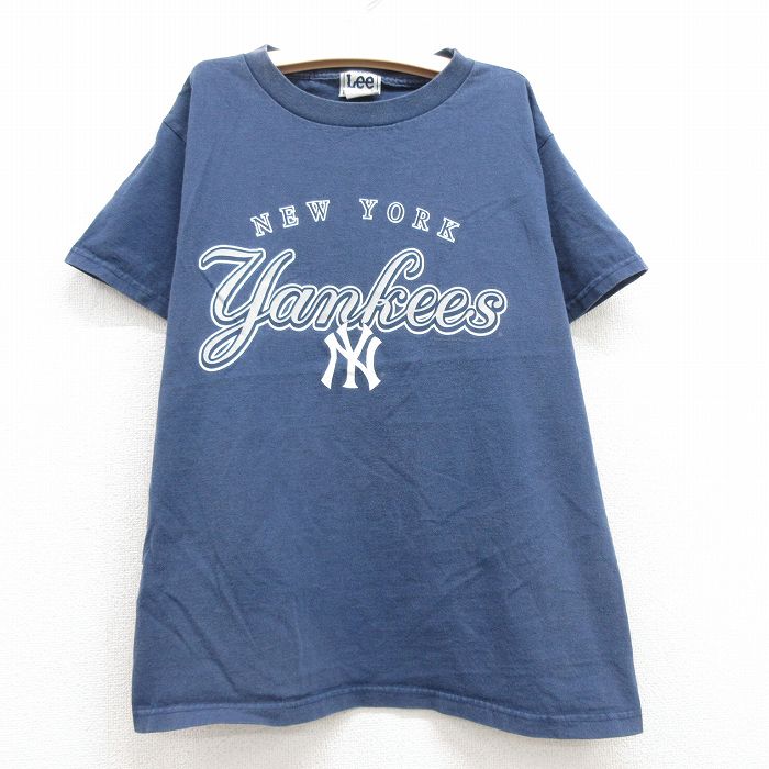 【20%OFF】古着 リー Lee 半袖 ビンテージ Tシャツ キッズ ボーイズ 子供服 00年代 00s MLB ニューヨークヤンキース コットン クルーネック 紺 ネイビー メジャーリーグ ベースボール 野球 25jul24