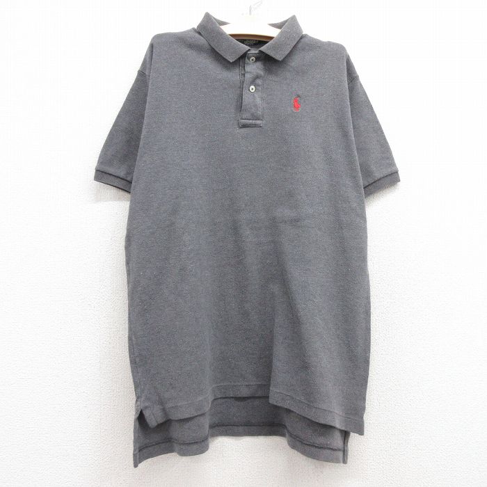 古着 ラルフローレン Ralph Lauren 半袖 ブランド ポロ シャツ キッズ ボーイズ 子供服 90年代 90s ワンポイントロゴ コットン USA製 グレー 25jul24