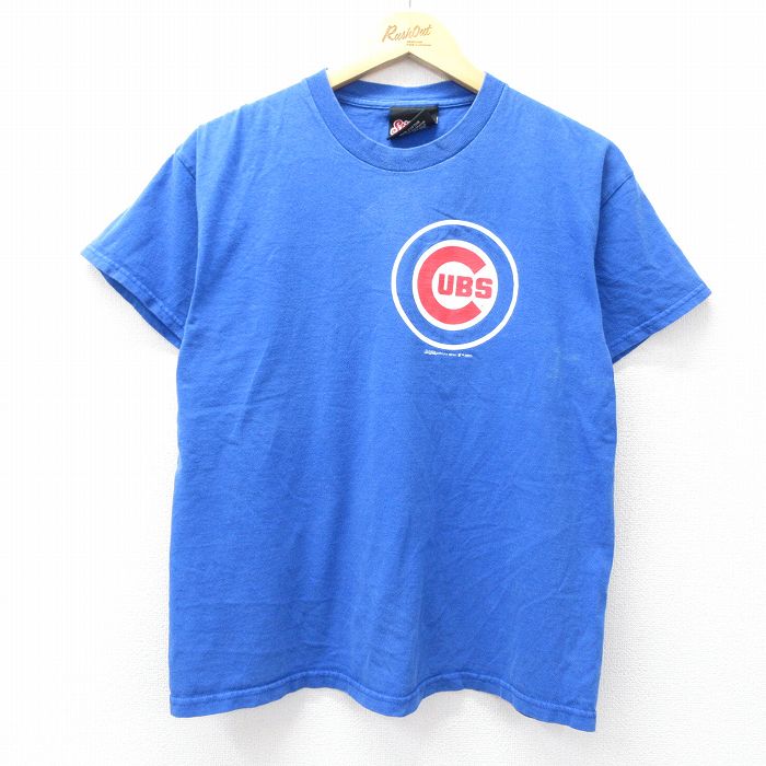 古着 半袖 ビンテージ Tシャツ キッズ ボーイズ 子供服 00年代 00s MLB シカゴカブス コットン クルーネック 青 ブルー メジャーリーグ ベースボール 野球 25aug04