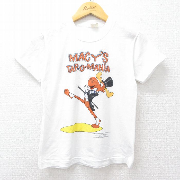 【20%OFF】古着 スクリーンスターズ 半袖 ビンテージ Tシャツ キッズ ボーイズ 子供服 90年代 90s アニメ ロッキーとウィンクルの大冒険 MACYS クルーネック 白 ホワイト 【spe】 25aug04