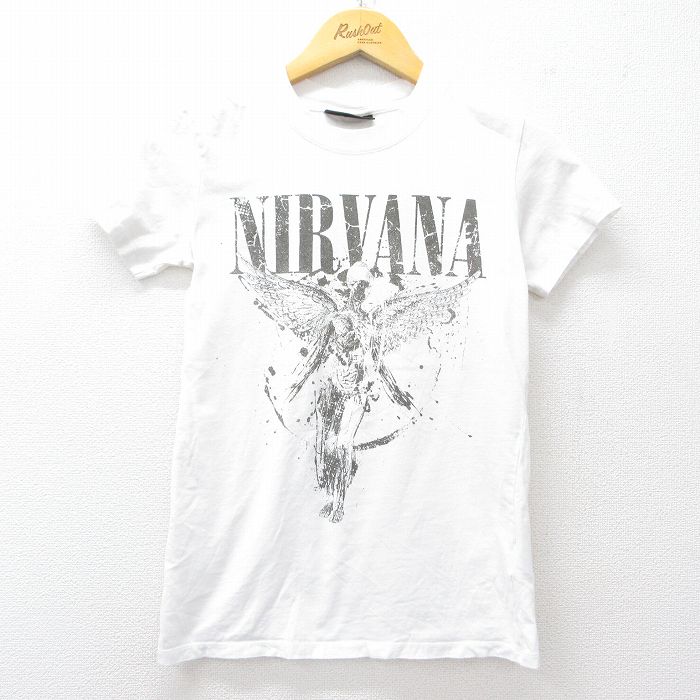 古着 半袖 ロック バンド Tシャツ キッズ ボーイズ 子供服 ニルバーナ ニルヴァーナ インユーテロ コットン クルーネック 白 ホワイト 【spe】 25aug04