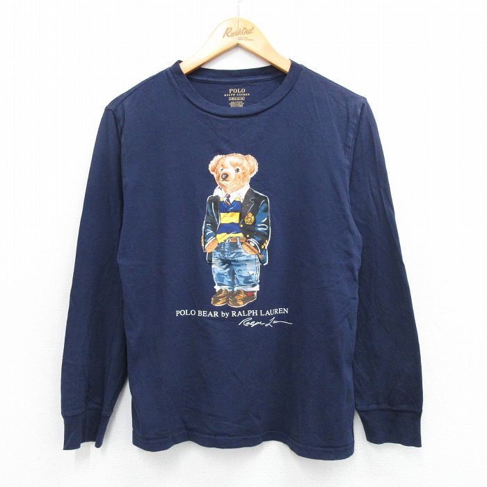 古着 ラルフローレン Ralph Lauren 長袖 ブランド Tシャツ キッズ ボーイズ 子供服 ポロベア コットン クルーネック 紺 ネイビー 25aug06