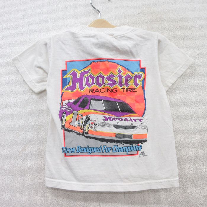 古着 フルーツオブザルーム 半袖 ビンテージ Tシャツ キッズ ボーイズ 子供服 00年代 00s レーシングカー フージャー コットン クルーネック 白 ホワイト 25aug06