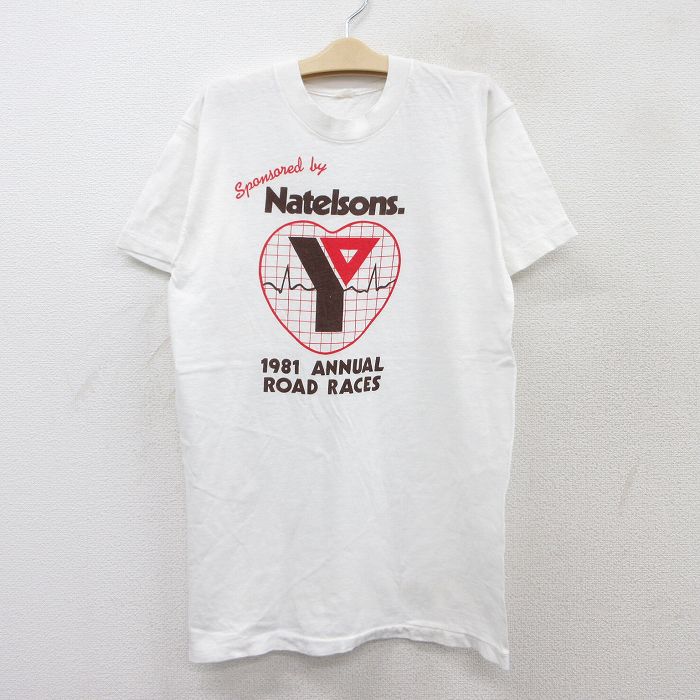 【50%OFF】古着 半袖 ビンテージ Tシャツ キッズ ボーイズ 子供服 80年代 80s ハート Natelsons クルーネック 白 ホワイト 25aug06