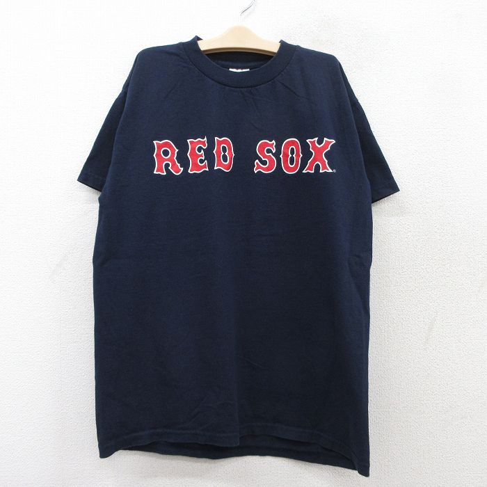 古着 半袖 ビンテージ Tシャツ キッズ ボーイズ 子供服 00年代 00s MLB ボストンレッドソックス ペドロロドリゲス 45 コットン クルーネック 紺 ネイビー メジャーリーグ ベースボール 野球 25aug06