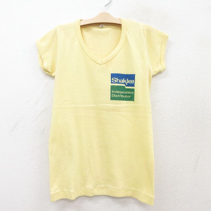 古着 半袖 ビンテージ Tシャツ キッズ ボーイズ 子供服 80年代 80s シャクリー Vネック USA製 黄 イエロー 25aug06