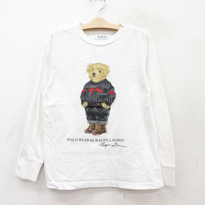 【20%OFF】古着 ラルフローレン Ralph Lauren 長袖 ブランド Tシャツ キッズ ボーイズ 子供服 ポロベア コットン クルーネック 白 ホワイト 【spe】 25aug06