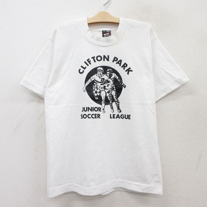 古着 フルーツオブザルーム 半袖 ビンテージ Tシャツ キッズ ボーイズ 子供服 90年代 90s サッカー クリフトンパーク クルーネック USA製 白 ホワイト 25aug06