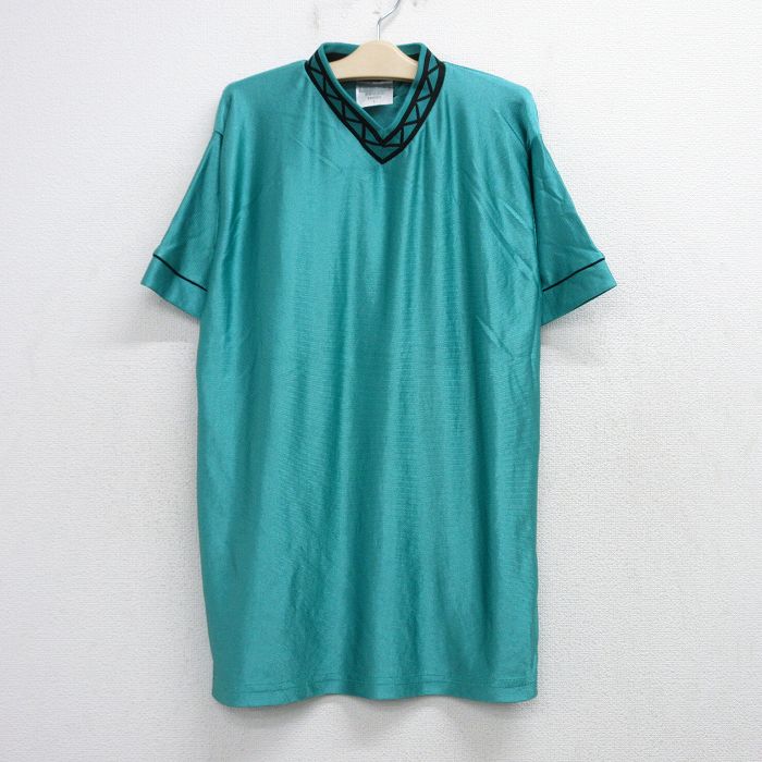 古着 半袖 ビンテージ Tシャツ キッズ ボーイズ 子供服 90年代 90s 無地 Vネック 緑 グリーン 25aug20