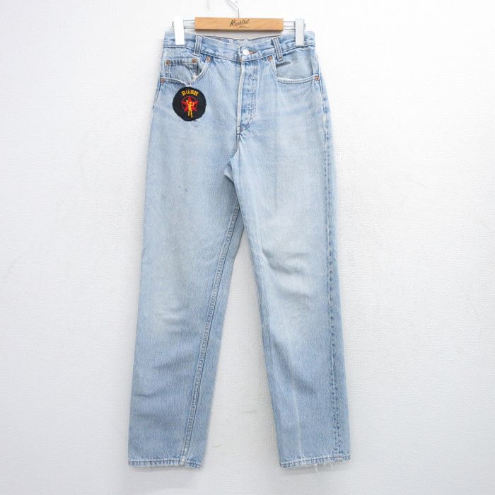 古着 リーバイス Levis 701 ジーンズ キッズ ボーイズ 子供服 90年代 90s RUSH ヒゲ テーパード コットン USA製 薄紺 ネイビー デニム 【spe】 25aug20