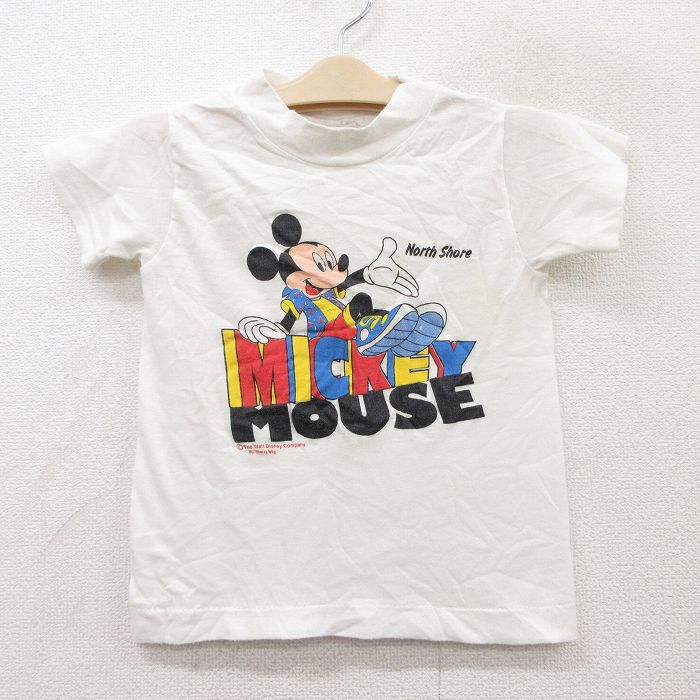 古着 半袖 ビンテージ Tシャツ キッズ ボーイズ 子供服 80年代 80s ディズニー DISNEY ミッキー MICKEY MOUSE クルーネック 白 ホワイト 25sep02