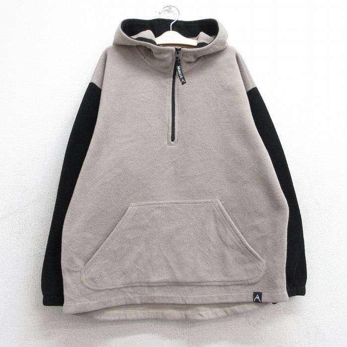 古着 長袖 ハーフジップ フリース ジャケット パーカー キッズ ボーイズ 子供服 90年代 90s USA製 ベージュ他 25dec03