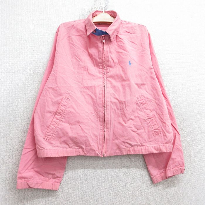 古着 ラルフローレン 長袖 ブランド ジャケット スイングトップ キッズ ボーイズ 子供服 90年代 90s ワンポイントロゴ コットン USA製 ピンク【spe】 25dec03