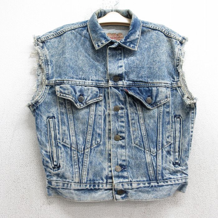 古着 リーバイス Levis 57514 デニム ベスト キッズ ボーイズ 子供服 90年代 90s コットン USA製 紺 25dec03