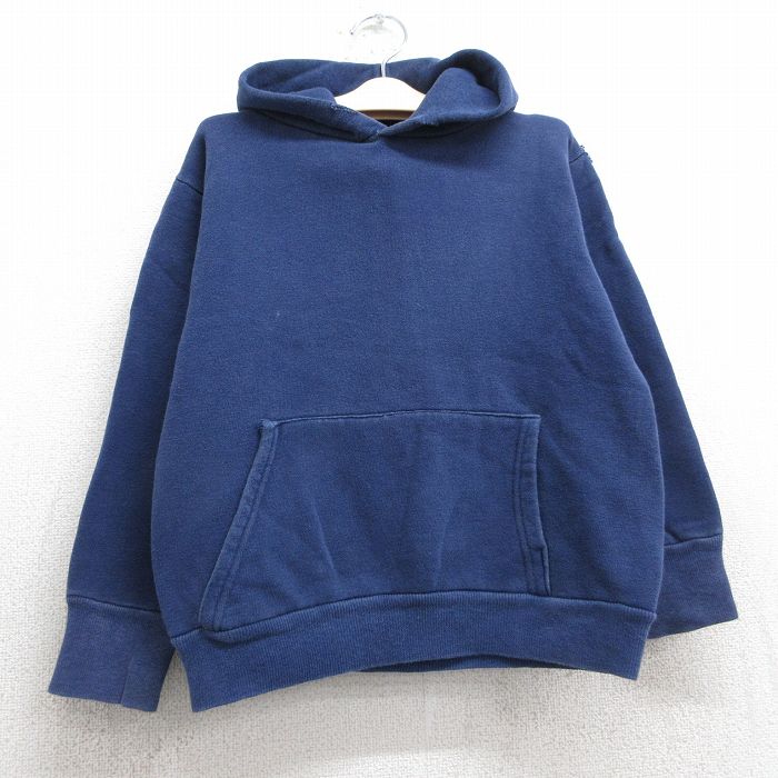 古着 長袖 スウェット パーカー キッズ ボーイズ 子供服 70年代 70s 無地 コットン 紺 25dec03