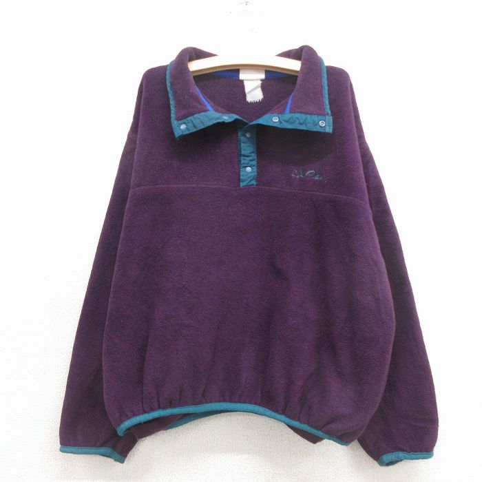 古着 エルエルビーン 長袖 フリース ジャケット キッズ 子供服 90年代 90s ワンポイントロゴ 紫 26jan31