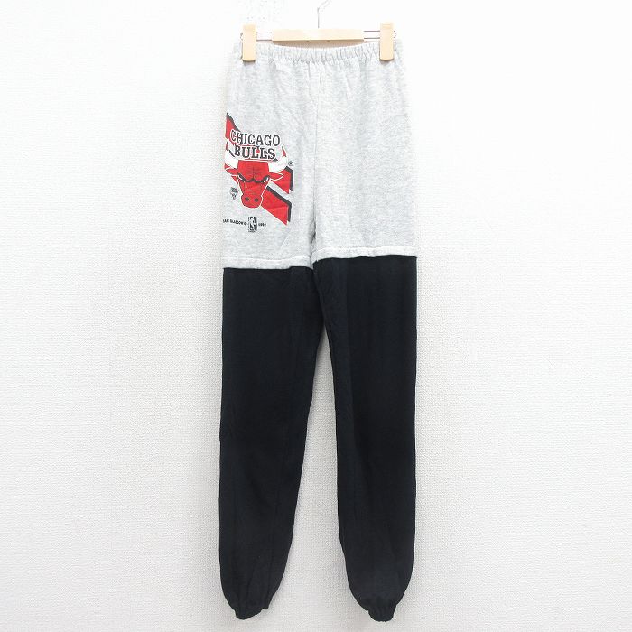 古着 スウェット パンツ キッズ 子供服 90年代 90s NBA シカゴブルズ ツートンカラー グレー 霜降り他 バスケットボール 26feb04