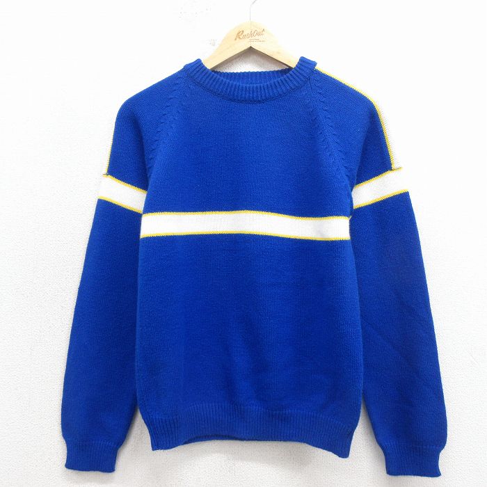 古着 JCペニー 長袖 セーター キッズ 子供服 80年代 80s アクリル ラグラン クルーネック 青他 26feb04