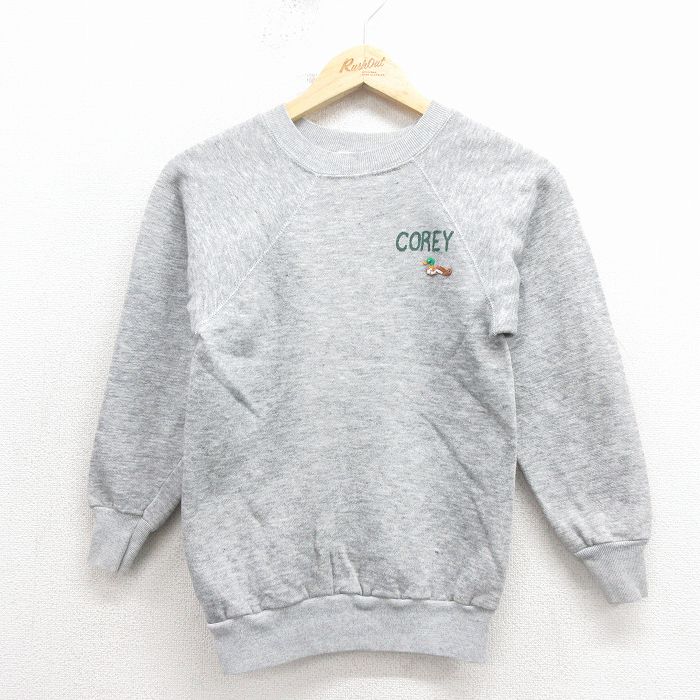 古着 長袖 スウェット キッズ 子供服 90年代 90s COREY ラグラン クルーネック USA製 グレー 霜降り 26feb04
