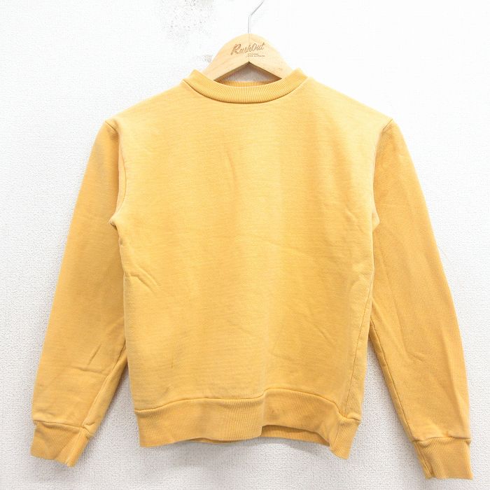 古着 長袖 スウェット キッズ 子供服 80年代 80s 無地 クルーネック 黄 26feb04
