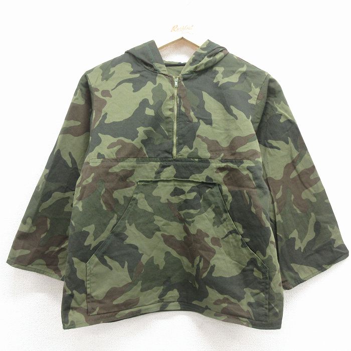 古着 長袖 ハンティング アノラック ジャケット パーカー キッズ ボーイズ 子供服 80年代 80s タロン 緑 迷彩 26feb04